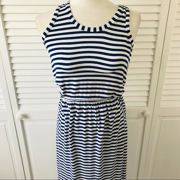 J. CREW Blue White Sleeveless Maxi Dress Size S - Picture 2 of 10